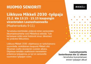 Liikkuva Mikkeli 2030, työpaja senioreille