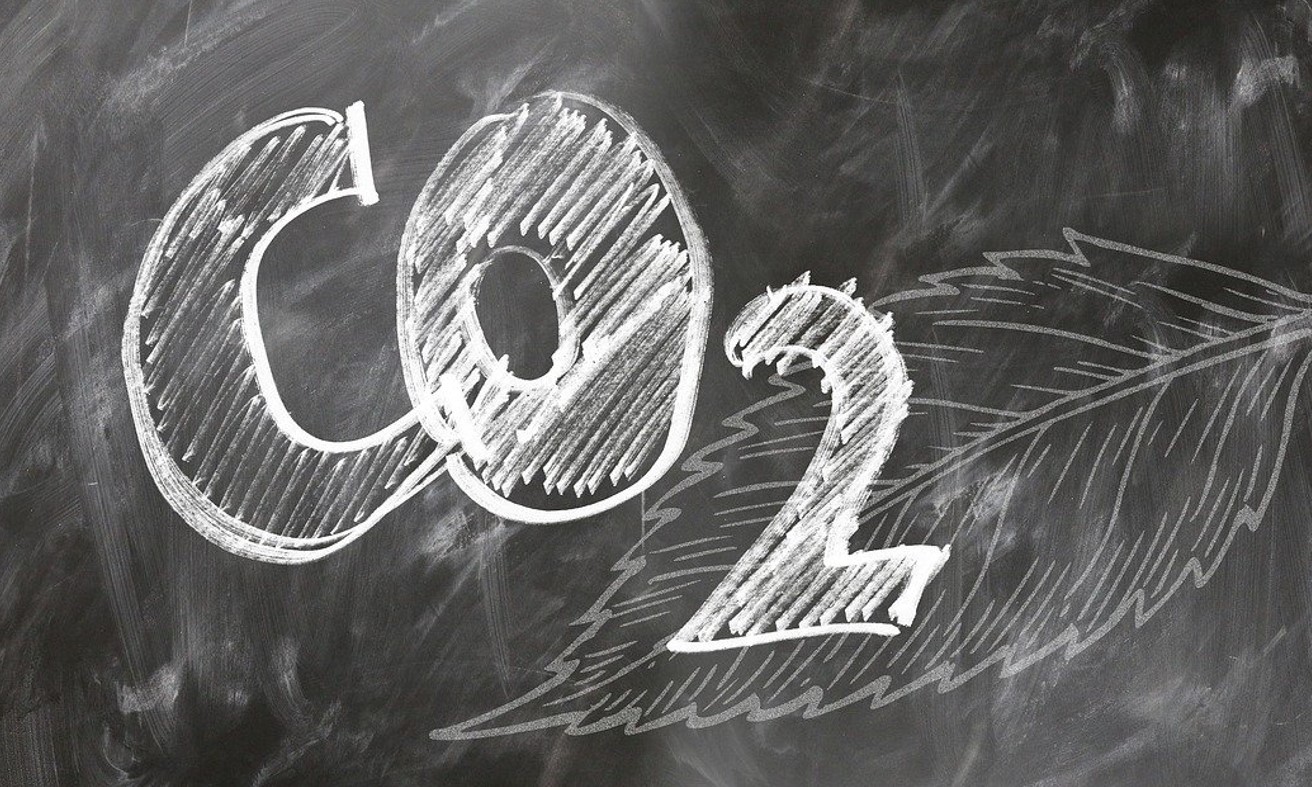 CO2-teksti liitutaulussa.