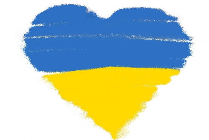 Sydän Ukrainan lipun väreissä.