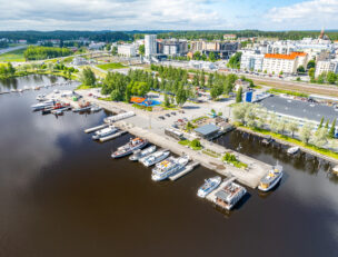 Ilmakuva Mikkelin satamasta kesällä.