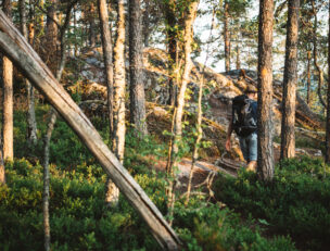 Mies metsässä.