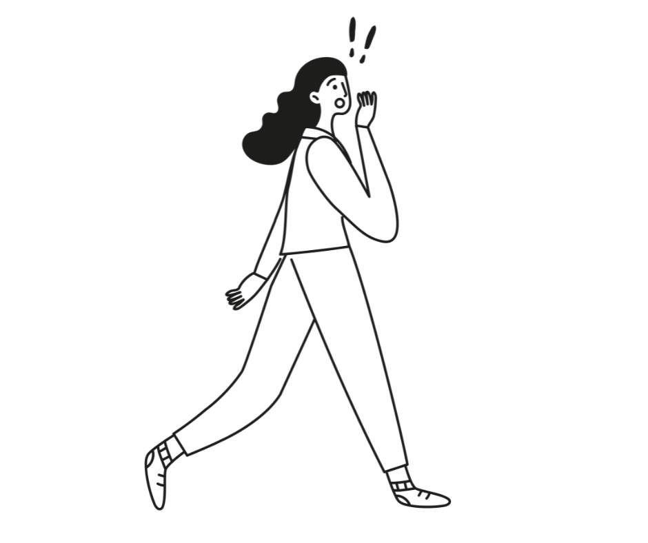 Kävelemässä oleva nainen. 