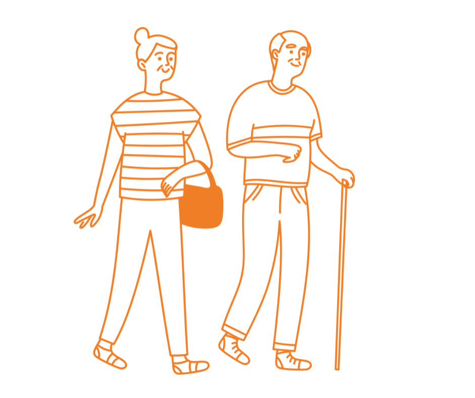 Iäkäs nainen ja mies. 